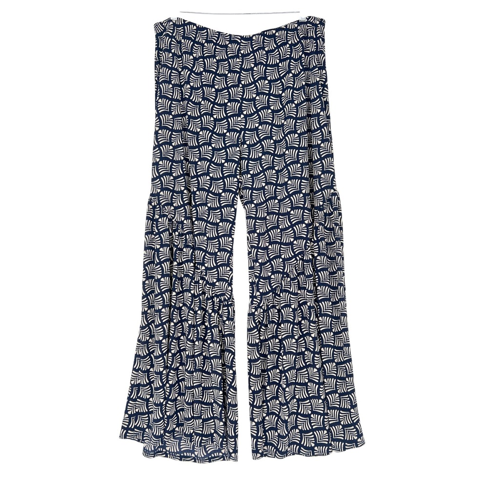Cato Pull On Pants Women 22/24W Navy Cream Geometric Wide Leg Casual Boho - Picture 2 of 5